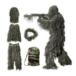 5 tk/komplekt Ghillie &uuml;likond jakiga, p&uuml;kstega, kapuutsiga, p&auml;rjaga, kandekotiga 3D kamuflaažiga jahiks XL roheline