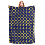Kuldne Sinine Fleur De Lis Kuninglik Liilia Tekid Soe Flanell Diivan Visketekk Kodu Magamistoa Kontori Visked Voodikate Tekk 30x40in