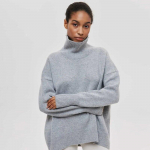 Naiste vabaajaline kilpkaelusega kampsun, suur, kootud pikkade varrukatega džemprid naistele, s&uuml;gisene t&auml;navariided, kudumid, pehmed, massiivsed pullover L hall