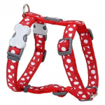 Harnais r&eacute;glable pour chien - Red Dingo - Rouge pois blanc - 37-55 cm - 15 mm valge
