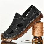 Suvised meeste nahast sandaalid K&auml;sitsi valmistatud hingavad rannajalatsid 39 must