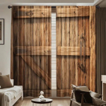 Maal&auml;hedased pruunid puidust plaadiga tr&uuml;kitud kardinad, sobivad magamistubadesse ja elutubadesse, kodu kaunistamiseks, pere kaunistamiseks, j&otilde;uludeks 14Wx39L(35x100CM)x2&Rod Pocket brown