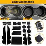 Liner Accessories Black For Toyota Tacoma 16-22 Cup,Door Pocket,Console ert H