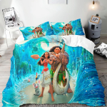 Moana tekikate komplekt Tekk Voodipesu 3D Laste voodipesu komplekt 3-osaline 1 tekikate Kuninga suurus 90X200CM blue