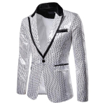 Meeste kuldne l&auml;ikiv peo&uuml;likond Stage Singer Wedding Groom Jacket Master Coat M h&otilde;be