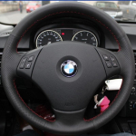 Kunstnahast DIY Must K&auml;sitsi &Otilde;mmeldav Roolikate BMW 320d 325i 335i X1 E84 E90 E91 jaoks(Touring) Autode tarvikud Light Blue Thread