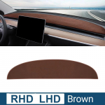 For Tesla Model Y Model 3 2017-2024 Car Dashboard Cover trument Desk Sun Shade Mat Accessories   2018 Flannel-Brown