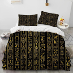 Egiptuse m&uuml;toloogia Farao Hierogl&uuml;&uuml;fid Voodipesukomplekt Tekikott Voodikomplekt Tekikate Padjap&uuml;&uuml;r Tekk Kuninga Suurus Kuninganna Suurus 90x190cm(35x74inch)