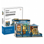Ise-tehtav puidust Santorini P&auml;ikese Kohvimaja Figuurid Miniatuurkomplektid LED-valgustitega Kodu Lauakaunistus T&auml;iskasvanutele K&auml;sit&ouml;&ouml;kingitused
