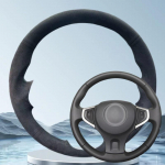 ization Car Steering Wheel Cover For Renault Koleos 2009-2014 Samsung QM5 Hand Sewing Suede Car Interior Accessories Blue Thread