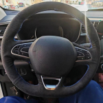 ization Car Steering Wheel Cover Accessories Hand Sewing Suede Leather Non-Slip For Renault Megane 4 Kadjar Koleos Black Thread