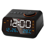 Multifunktionaler LED-Wecker mit Radio und FM, Wiederaufladbar, Schwarz