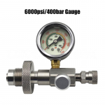 T&auml;iteseadme adapterventiil DIN G5/8 &uuml;hendusega, &otilde;hksukeldumiseks, 6000 psi, 400 bar HPA, roostevaba teras, 50 cm voolikuga