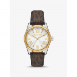 Michael Kors Lexington kahev&auml;rviline ja signatuurlogo k&auml;ekell MK4745 pruun