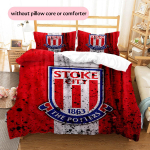 Stoke City FC Muster Voodipesu Tekikott Komplekt Kodu Kaunistus Kingitus (1 * tekikott + 2 * padjap&uuml;&uuml;ri ilma s&uuml;damikuta) 135x200cm