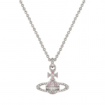 Vivienne Westwood Mayfair Saturni N&otilde;elaga Messingist Kaelakee Naiste kaelakee H&otilde;be Roosa-Teemant 630203EG-02W190 F,Silver/Pink Diamond