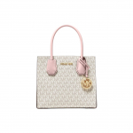 Michael Kors MK Mercer Klassikaline Monogramm V&auml;rviplokk Nahast Akordioniga &Otilde;la-Crossbody K&auml;ekott Keskmine Naiste k&auml;ekotid 35S1GM9M2B-POWDER-BLUSH Shopping Bag Set(Basic Set+Shopping Bag)
