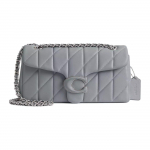Coach Tabby 26 Push Lock Nappa Nahast Hobo Kott Crossbody &Otilde;lakott Keskmine Naiste kotid H&otilde;bedane Hall Sinine CP147-LHN19 Basic Set (Bag+Dust Bag)