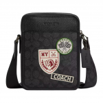 Coach Sullivan 16 Logotr&uuml;kiga Plaaster Disain Signatuur Kaetud L&otilde;uend &Otilde;la Crossbody Kott V&auml;ikesed Meeste kotid Must CAT79-QBA5F Basic Set (Bag+Dust Bag)