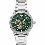 Emporio Armani Mario Roheline H&otilde;bedane Metall Meeste Mehaaniline Automaatne Kell AR60053 roheline