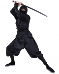 T&auml;iskasvanute Ninja Cosplay Kost&uuml;&uuml;m Kapuutsi ja Sokkidega [Miccostumes] Meeste (S) must