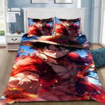 &Uuml;heosaline tekikottide komplekt, Luffy voodipesukomplekt, koomiksimustriga magamistoakaunistus lukuga padjap&uuml;&uuml;ri, luksuslik kingitus lastele 155x220cm pcs