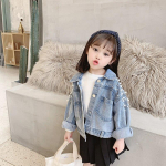 Pearls Beading Denim jakk T&uuml;drukutele Mood Mantlid Laster&otilde;ivad S&uuml;gisbeebi T&uuml;drukute Riided &Uuml;ler&otilde;ivad Teksa Joped Mantel 100cm sinine