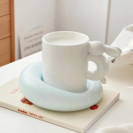 Armas Kuuk&uuml;&uuml;liku Kohvitass Piima Keraamilised Tassid ja Alustasside Komplekt Disainitunnetus Ins Ni&scaron;&scaron; P&auml;rastl&otilde;unatee K&otilde;rge V&auml;limuse Tasemega Kruus 300ml valge