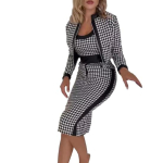 3 tk/komplekt naiste vest, mantel seelik, &uuml;likond k&otilde;rge v&ouml;&ouml;kohaga t&otilde;mblukuga, v&auml;rviga sobiv kalasabaprinter Slim Fit p&otilde;lvepikkusega seelik elegantne OL commute S black