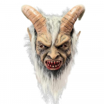 Halloweeni &otilde;udus Luciferi deemon Valgete juustega mask Peo lateksist peakate Tume r&uuml;&uuml;tli kost&uuml;&uuml;mi rekvisiit x24036