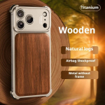 Oatsbasf Tahke puidust telefoni&uuml;mbris iPhone 17 Pro/Pro Maxile Magsafe Metallist Raamita Juhtmevaba Laadimine P&otilde;rutuskindel Kaitsekaas iPhone17 Pro Max