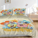 SpongeBob SquarePants Seiklus Voodipesukomplekt - 3-osaline Tekikate Kingitus Magamistoa jaoks,Ei sisalda t&auml;idistB123 135x200cm