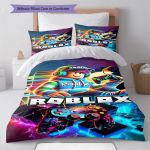 Roblox ,Muster Voodipesu Tekikomplekt Tekikate Padjap&uuml;&uuml;r Kodu Kaunistus S&uuml;nnip&auml;evakingitus (1 * tekikott + 2 * padjap&uuml;&uuml;ri, ilma s&uuml;damikuta) 135x200cm