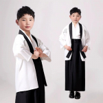 Retro Kost&uuml;&uuml;m Jaapani Samurai Laste Kimono Poisi &Uuml;likond Karnivalipidu Lavaesituse Kost&uuml;&uuml;m 150 valge
