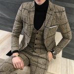 ( Joped + vest + p&uuml;ksid ) Peigmehe pulmakleit Ruuduline pidulikud &uuml;likonnad, meeste mood, butiik, villane vabaaja &uuml;likond, kolmeosaline XL