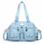 Retro Nahast Naiste Mitmetaskuline &Otilde;la Crossbody Kotid Naistele Emale Suure Mahutavusega K&auml;ekott Messengeri T&otilde;mblukuga Kott sinine