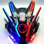 Cyberpunk LED-mask, Halloweeni Cosplay kost&uuml;&uuml;m Must t&auml;isn&auml;oga mask, Futuristlik Techwear kiiver LED-valgusega, Punkratsu