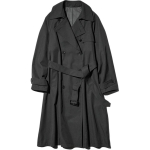 UNIQLO SS26 Vabaaja T&ouml;&ouml;le K&auml;iv Kahekordse Rinnaga TRENCH-jakk Naiste &Uuml;ler&otilde;ivad 487420-09 L black