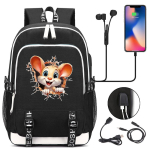 Kawaii Looma Kass Teismeline USB S&uuml;learvuti Seljakott Lapsed Poisid T&uuml;drukud Kooli Tagasi Kott Kotid Naised Mehed Reisi Seljakott 44cmx30cmx15cm