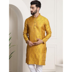 SOJANYA (Ainult pikad Kurta-s&auml;rgid meestele, siidist segu, sinepikollane, isemustriga XL sinepikollane