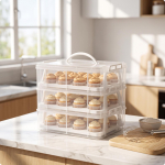 Kookide karp kaane ja sangaga L&auml;bipaistev Turvaline Kodukokkadele, Pidudele, Large 3-layer valge