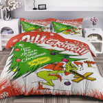 Roheline Koletis Varastas J&otilde;ulud Voodipesukomplekt Voodipesukomplekt Grinch Tekikottide Komplekt Kuninglik Kuninganna Suurus 2/3tk Poistele Meestele Kingitused EU Single 135*200cm/53x79in 3pcs