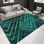 Moodne geomeetriline vaip &ndash; kuldne roheline elutoavaip, pehme pestav kohev matt magamistuppa, voodi k&otilde;rvale, suur kodu sisustus 80x120cm(31x46in)