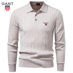 Gant 2026 S&uuml;gis/Talv Tikitud Villane Pikkade Varrukatega POLO Pehme ja Soe Kampsun &Auml;ri ja Vabaaja Meeste Polo Kampsun XL gray