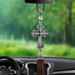 Metallist ja kristallist teemantristi Jesus Christian auto tahavaatepeegli autoripats