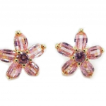 Les Tr&eacute;sors De Lily [C6899] - Boucles Plaqu&eacute; Or 'Fleurs Nova' Rose Heleroosa