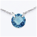 Les Tr&eacute;sors De Lily [J3555] - Collier Argent 'Linda' aquamarine argent&eacute; (rhodi&eacute;) - 10 mm sinine