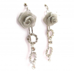 Les Tr&eacute;sors De Lily [J6774] - Boucles Cr&eacute;ateur 'Scarlett' blanc gris h&otilde;be