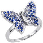 Bague argent 'Libellule Lumi&egrave;re' bleu 54 sinine
