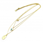 7bis [P3901] &ndash; k&auml;sitsi valmistatud Boho t&uuml;rkiissinine kullast kaelakee (3 rida) t&uuml;rkiissinine